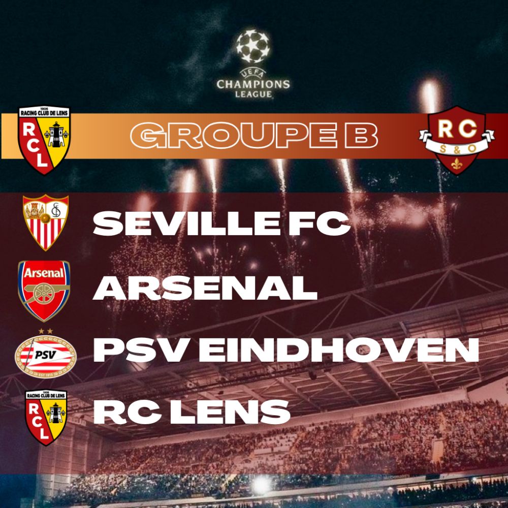 Le RC Lens dans le groupe B avec Arsenal, Seville et Eindoven